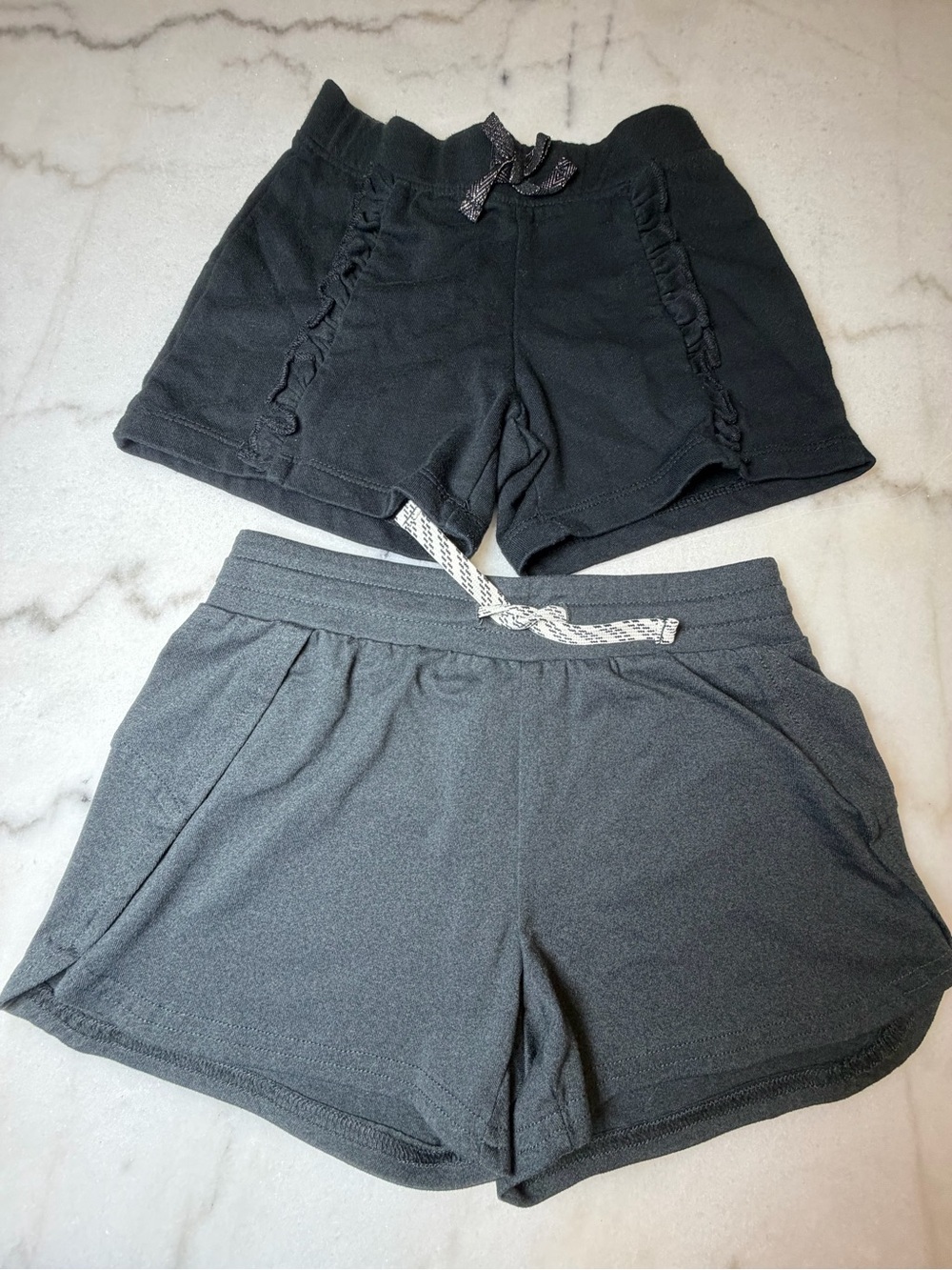 Black and Charcoal Girls' Knit Shorts Duo